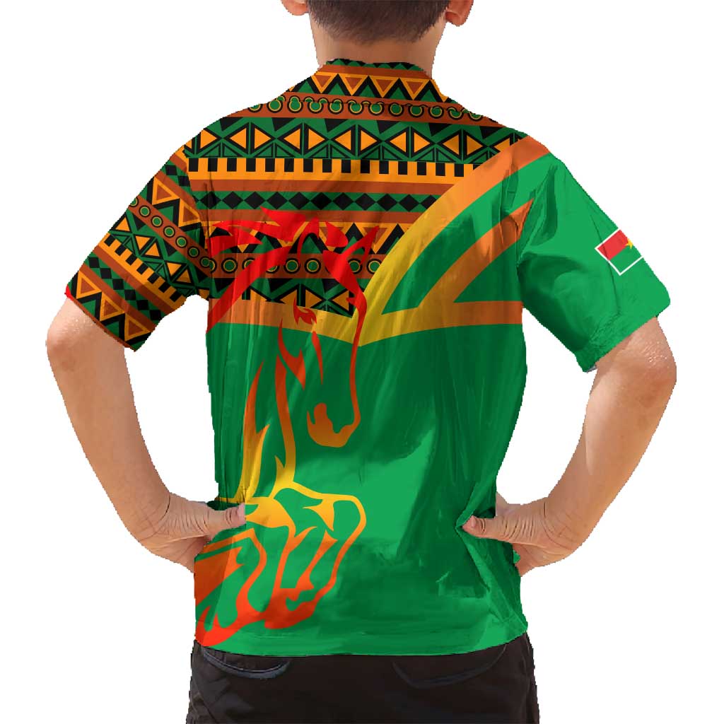 Burkina Faso Family Matching Tank Maxi Dress and Hawaiian Shirt with Green Tribal Pattern Design and National Flag Motif - Wonder Print Shop