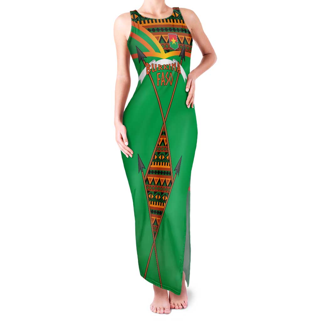 Burkina Faso Family Matching Tank Maxi Dress and Hawaiian Shirt with Green Tribal Pattern Design and National Flag Motif - Wonder Print Shop