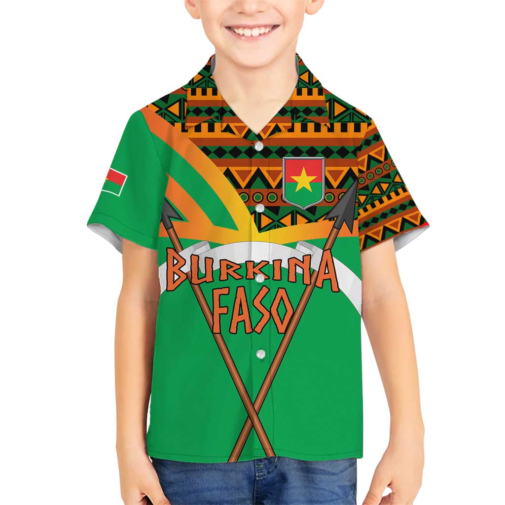 Burkina Faso Family Matching Tank Maxi Dress and Hawaiian Shirt with Green Tribal Pattern Design and National Flag Motif - Wonder Print Shop
