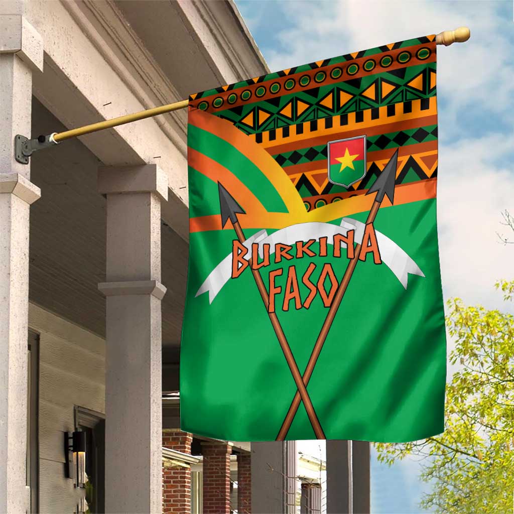 Burkina Faso Garden Flag with Green Tribal Pattern Design and National Flag Motif - Wonder Print Shop