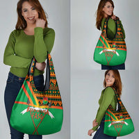 Burkina Faso Grocery Bag with Green Tribal Pattern Design and National Flag Motif - Wonder Print Shop