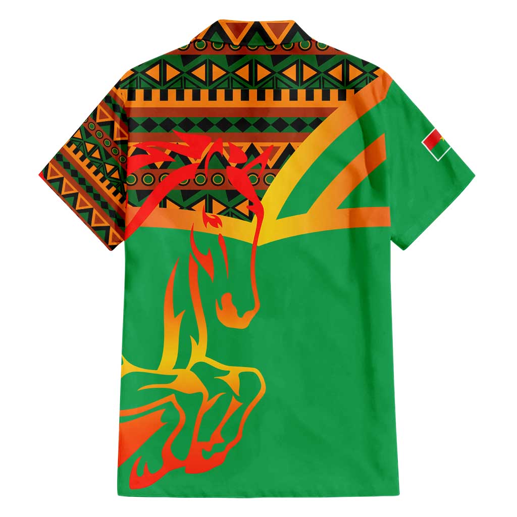 Burkina Faso Hawaiian Shirt with Green Tribal Pattern Design and National Flag Motif - Wonder Print Shop