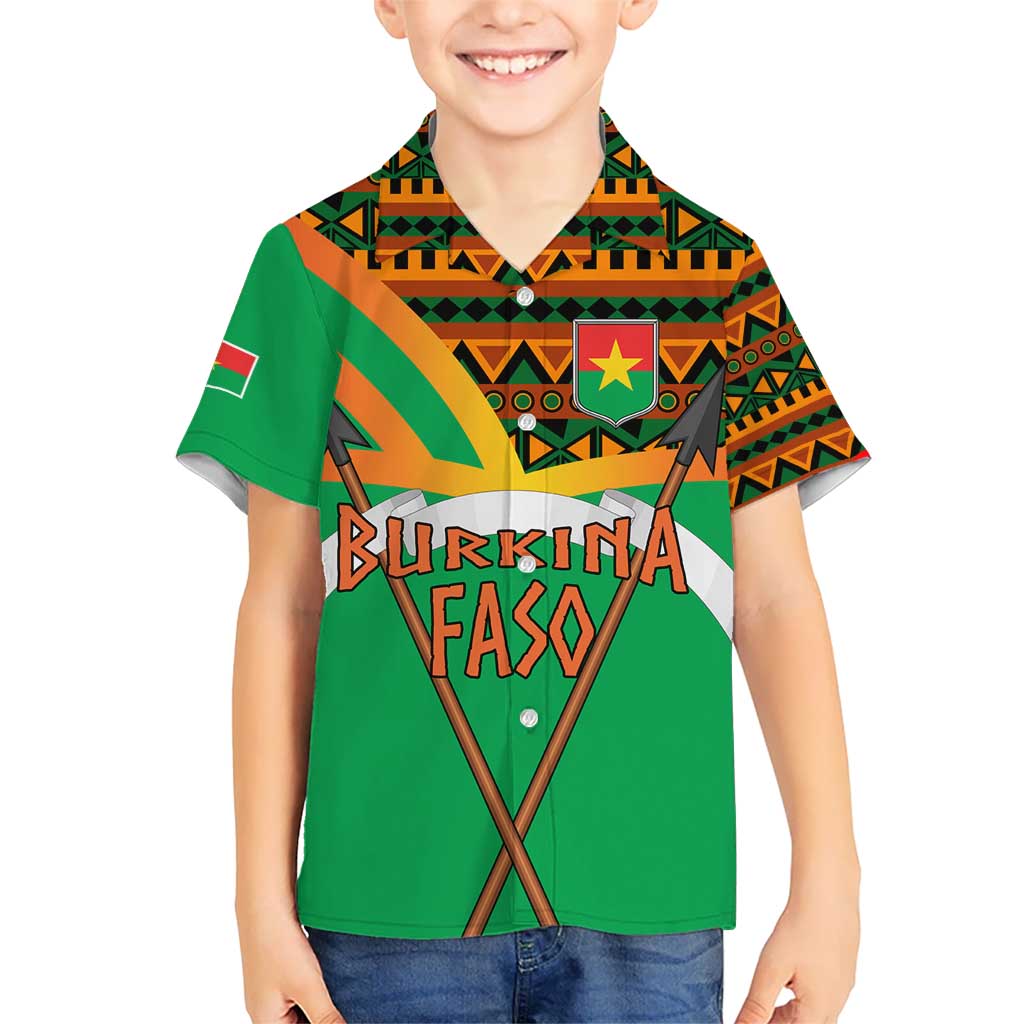 Burkina Faso Hawaiian Shirt with Green Tribal Pattern Design and National Flag Motif - Wonder Print Shop