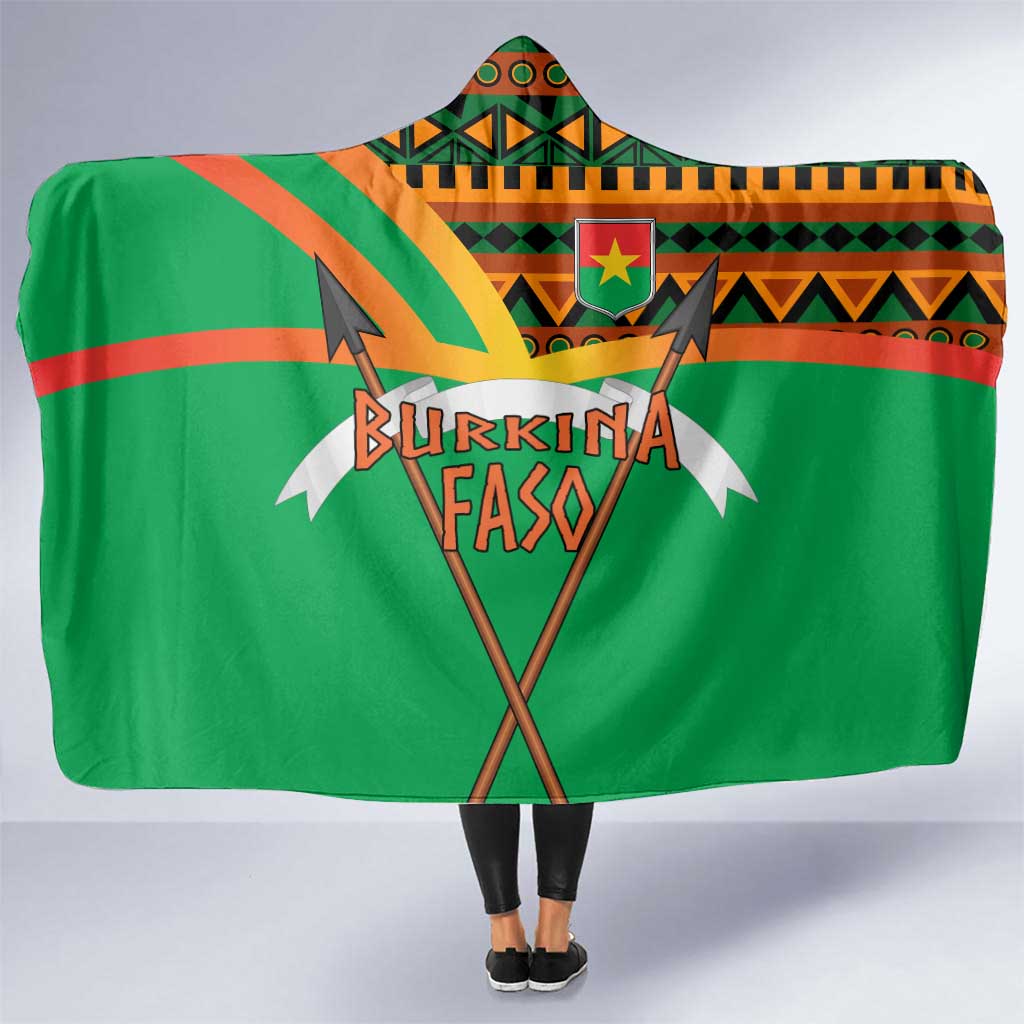 Burkina Faso Hooded Blanket with Green Tribal Pattern Design and National Flag Motif - Wonder Print Shop