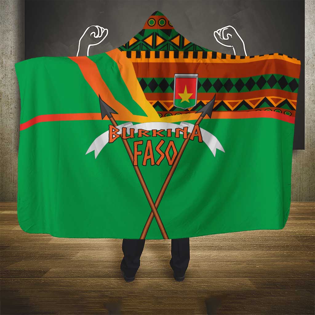 Burkina Faso Hooded Blanket with Green Tribal Pattern Design and National Flag Motif - Wonder Print Shop