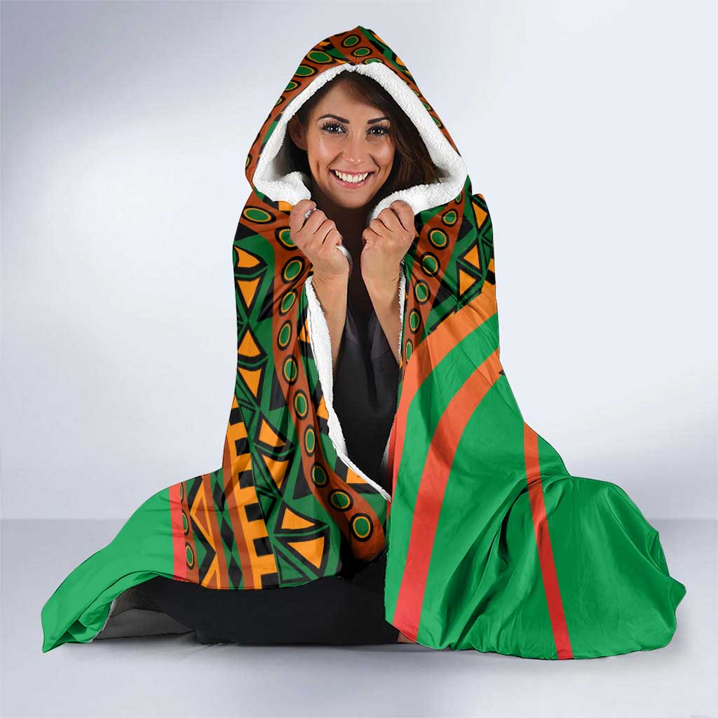 Burkina Faso Hooded Blanket with Green Tribal Pattern Design and National Flag Motif - Wonder Print Shop