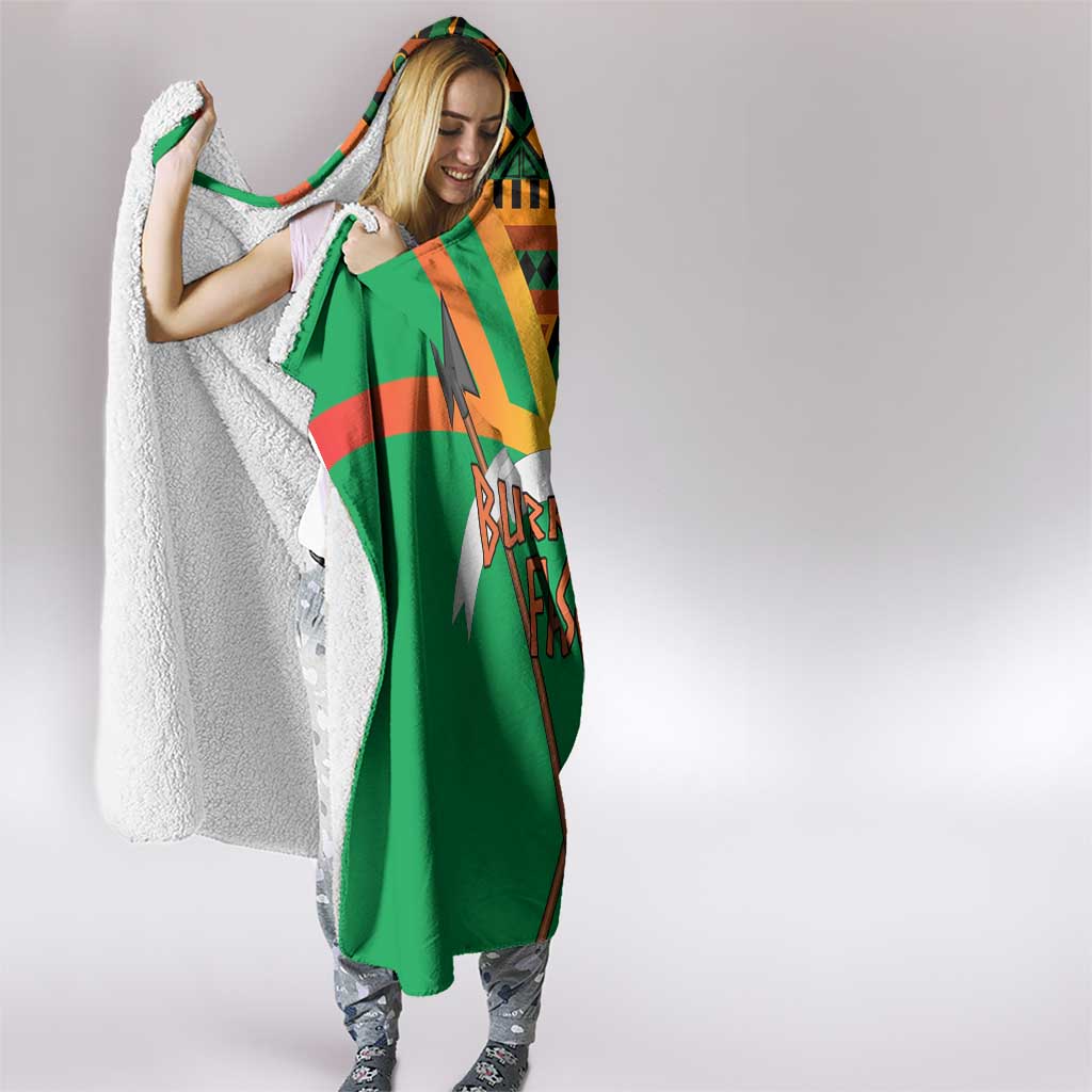 Burkina Faso Hooded Blanket with Green Tribal Pattern Design and National Flag Motif - Wonder Print Shop