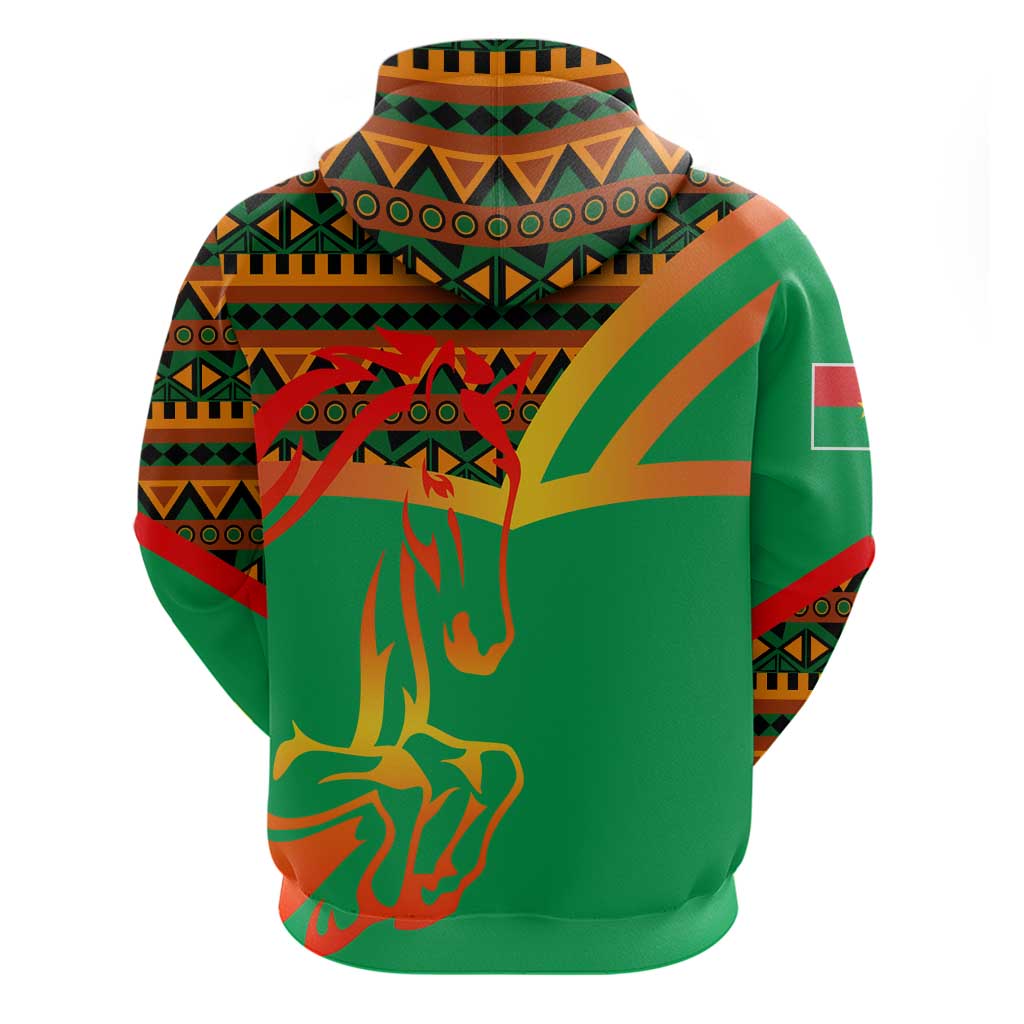 Burkina Faso Hoodie with Green Tribal Pattern Design and National Flag Motif - Wonder Print Shop