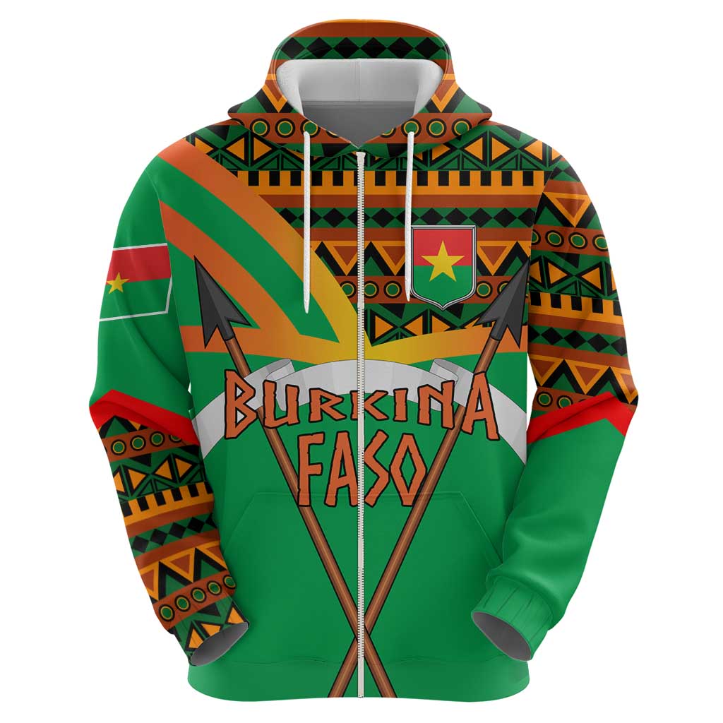 Burkina Faso Hoodie with Green Tribal Pattern Design and National Flag Motif - Wonder Print Shop