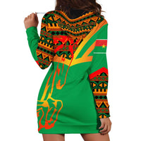 Burkina Faso Hoodie Dress with Green Tribal Pattern Design and National Flag Motif - Wonder Print Shop
