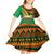 Burkina Faso Kid Short Sleeve Dress with Green Tribal Pattern Design and National Flag Motif - Wonder Print Shop