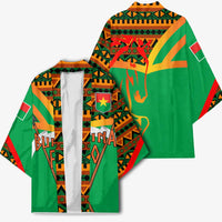 Burkina Faso Kimono with Green Tribal Pattern Design and National Flag Motif - Wonder Print Shop