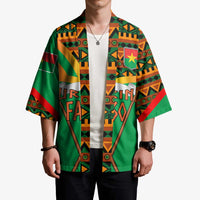Burkina Faso Kimono with Green Tribal Pattern Design and National Flag Motif - Wonder Print Shop