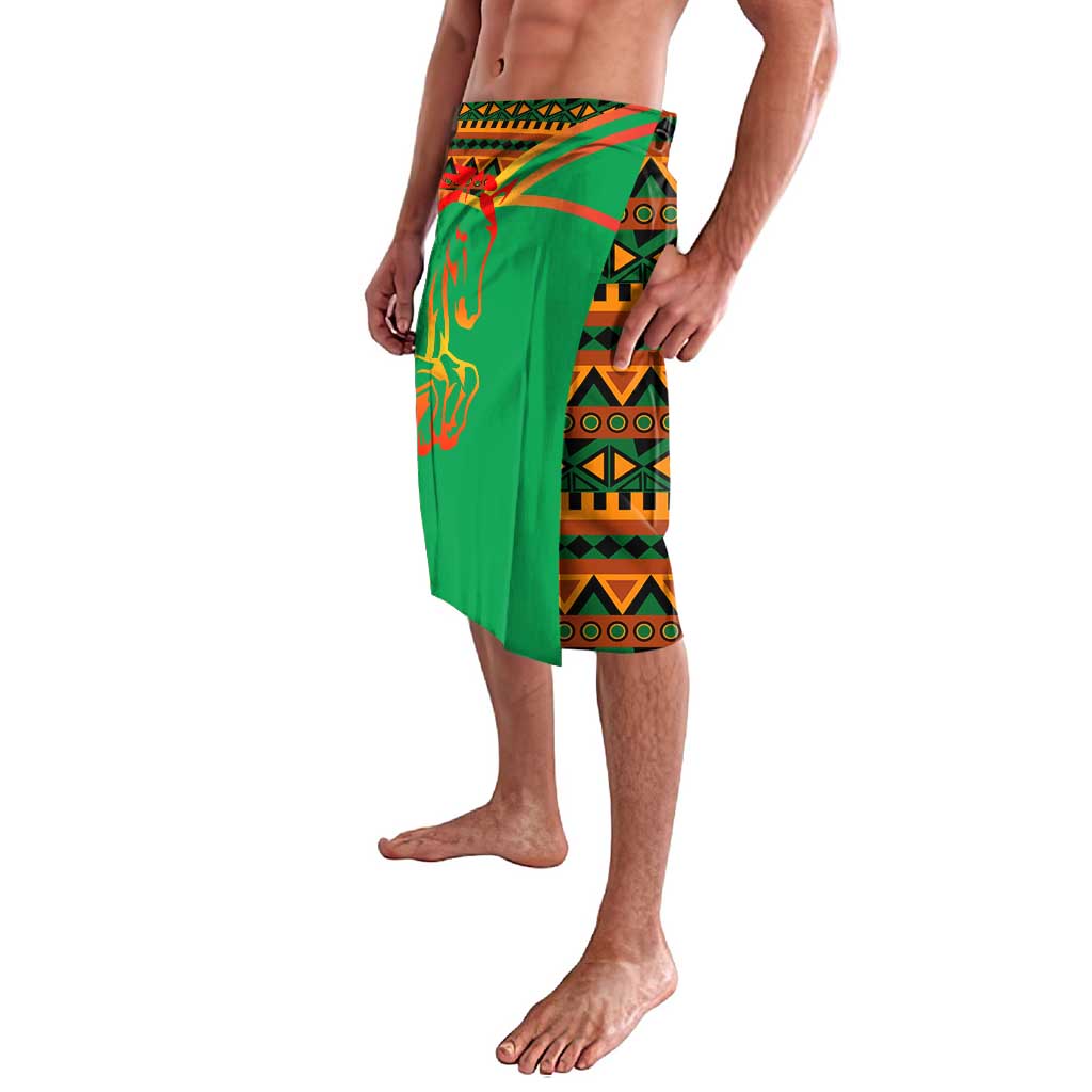 Burkina Faso Lavalava with Green Tribal Pattern Design and National Flag Motif - Wonder Print Shop