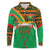 Burkina Faso Long Sleeve Polo Shirt with Green Tribal Pattern Design and National Flag Motif - Wonder Print Shop
