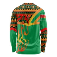 Burkina Faso Long Sleeve Shirt with Green Tribal Pattern Design and National Flag Motif - Wonder Print Shop