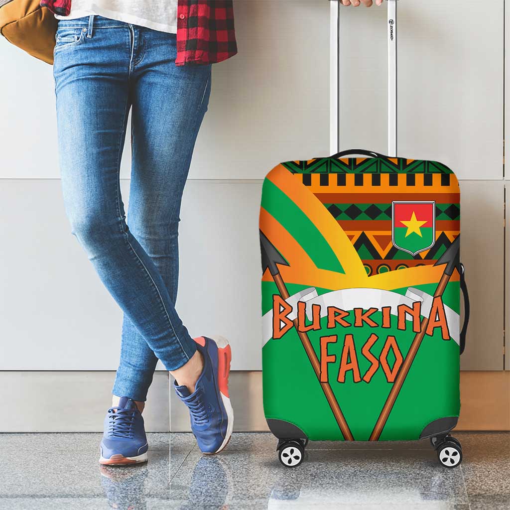 Burkina Faso Luggage Cover with Green Tribal Pattern Design and National Flag Motif - Wonder Print Shop