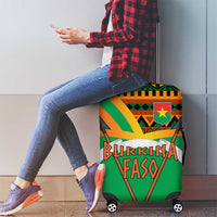 Burkina Faso Luggage Cover with Green Tribal Pattern Design and National Flag Motif - Wonder Print Shop
