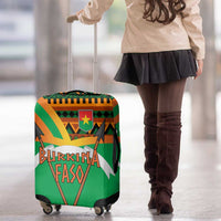 Burkina Faso Luggage Cover with Green Tribal Pattern Design and National Flag Motif - Wonder Print Shop