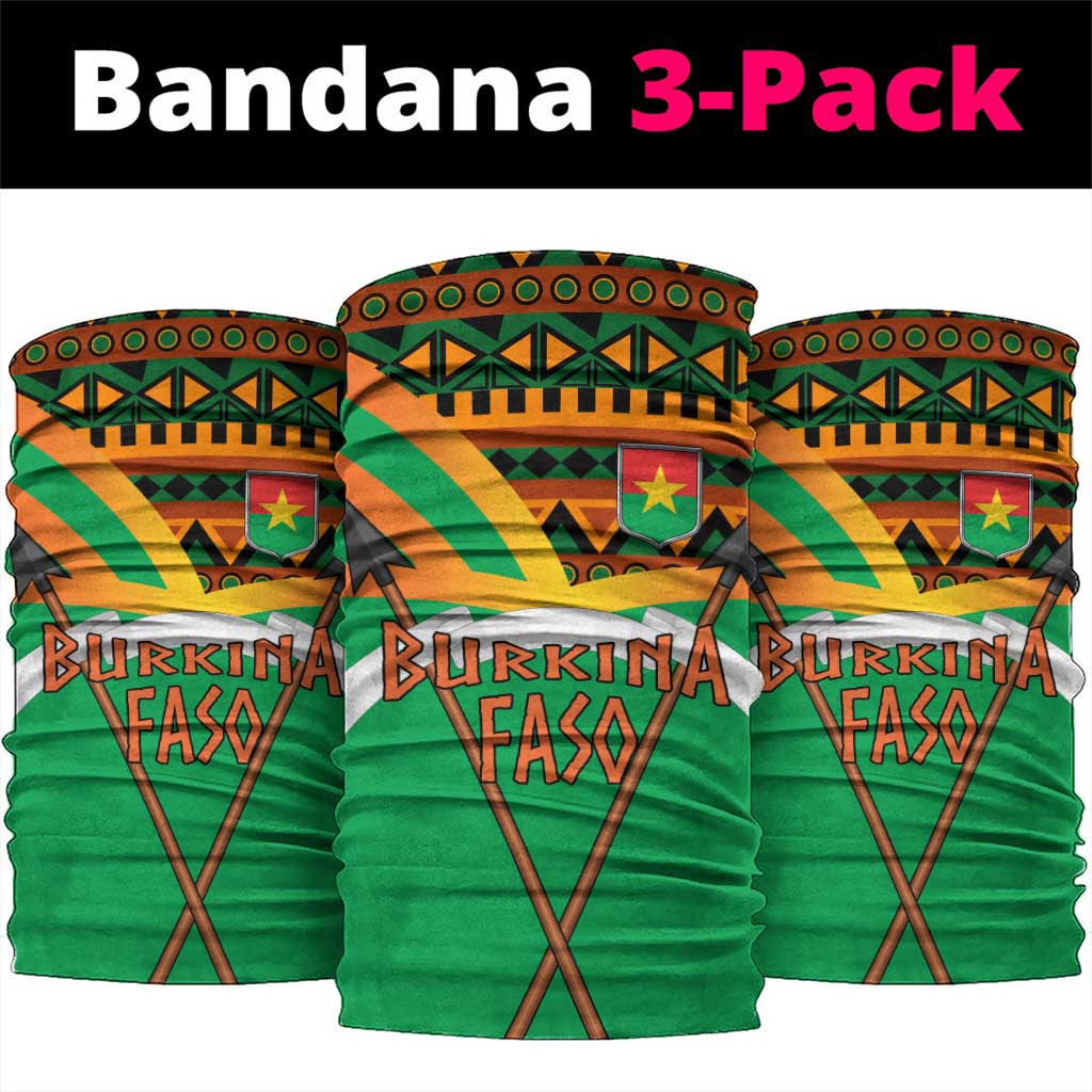 Burkina Faso Neck Gaiter with Green Tribal Pattern Design and National Flag Motif TS04