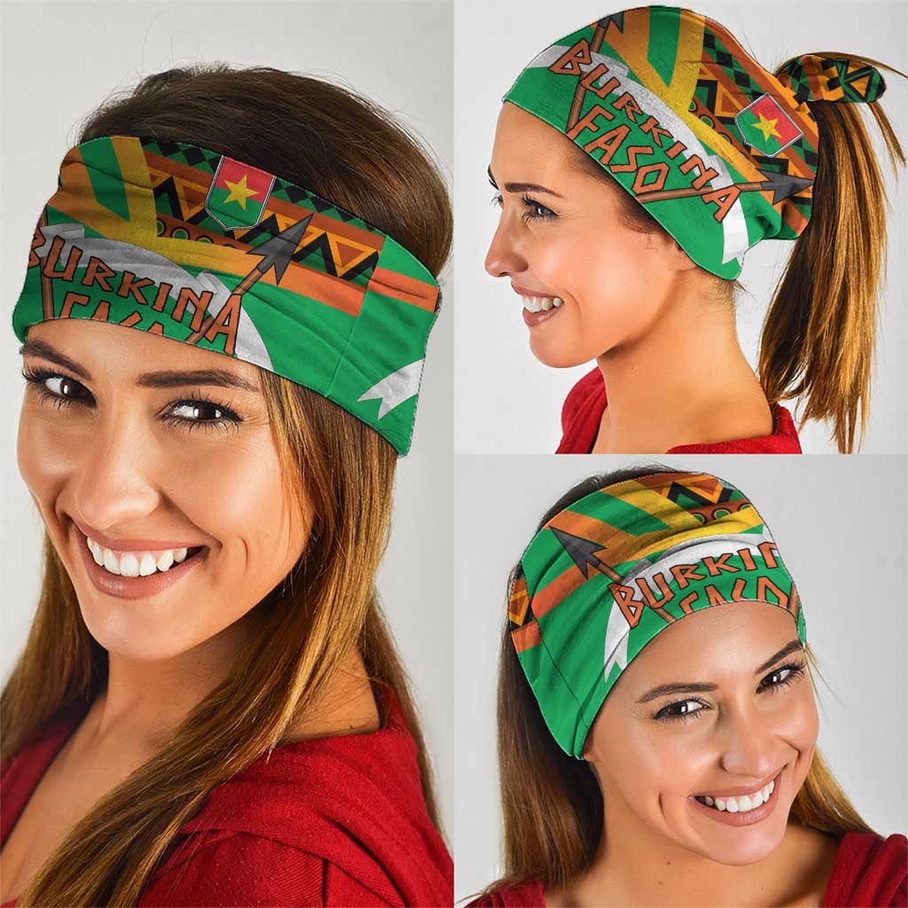 Burkina Faso Neck Gaiter with Green Tribal Pattern Design and National Flag Motif TS04