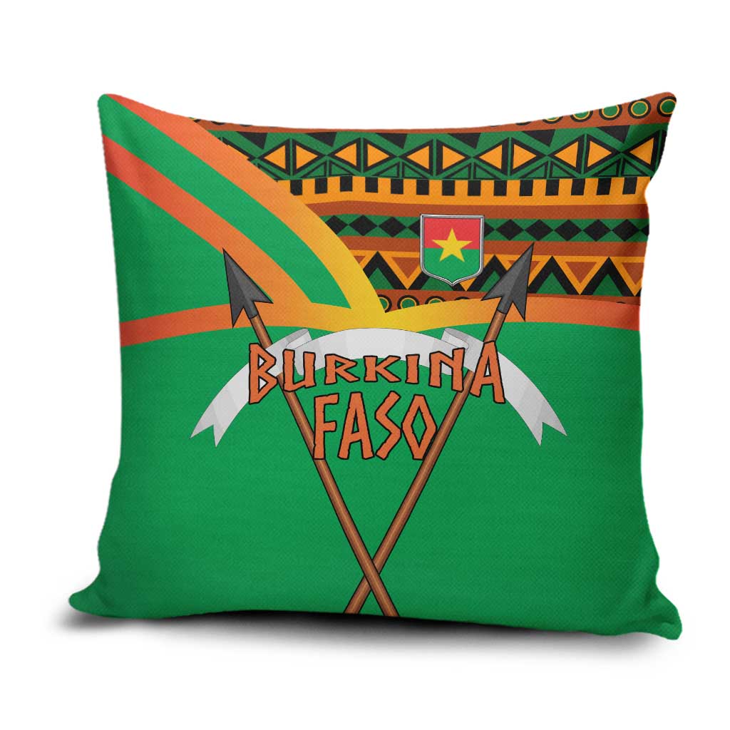 Burkina Faso Pillow Cover with Green Tribal Pattern Design and National Flag Motif - Wonder Print Shop