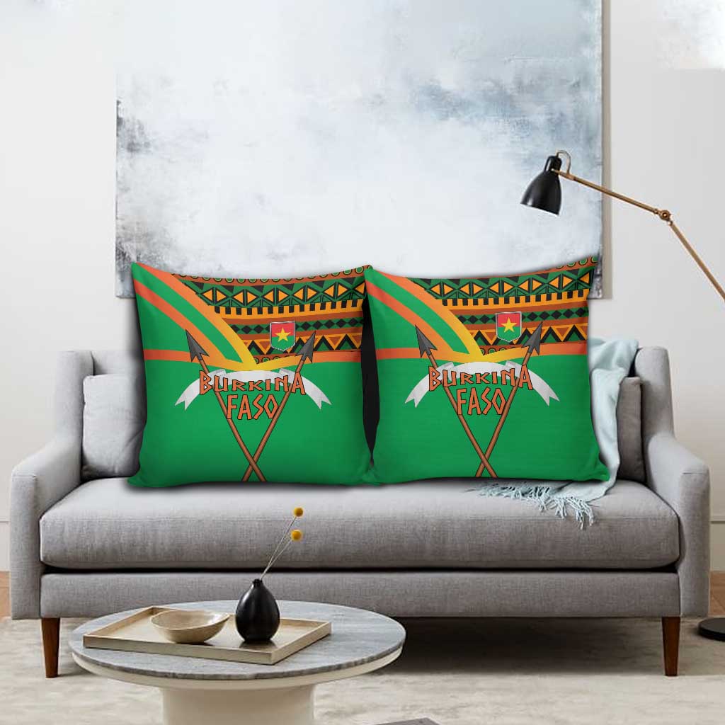 Burkina Faso Pillow Cover with Green Tribal Pattern Design and National Flag Motif - Wonder Print Shop