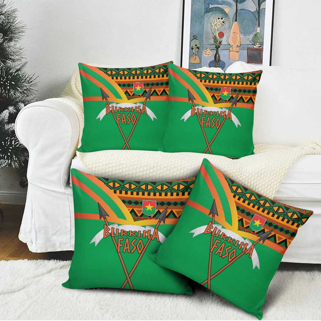 Burkina Faso Pillow Cover with Green Tribal Pattern Design and National Flag Motif - Wonder Print Shop