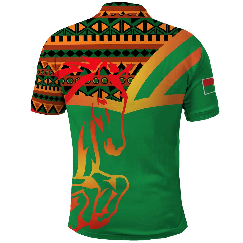Burkina Faso Polo Shirt with Green Tribal Pattern Design and National Flag Motif - Wonder Print Shop