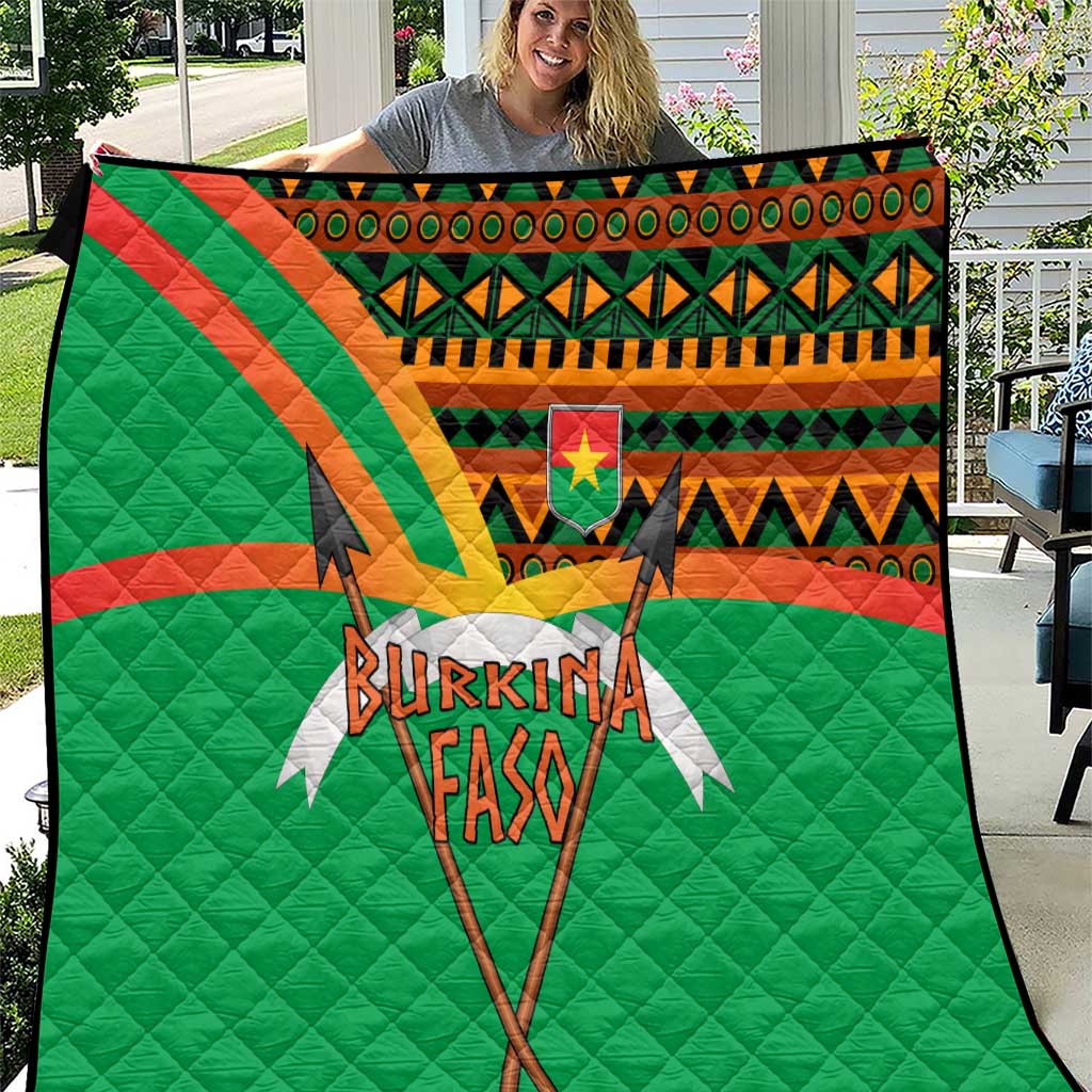 Burkina Faso Quilt with Green Tribal Pattern Design and National Flag Motif - Wonder Print Shop