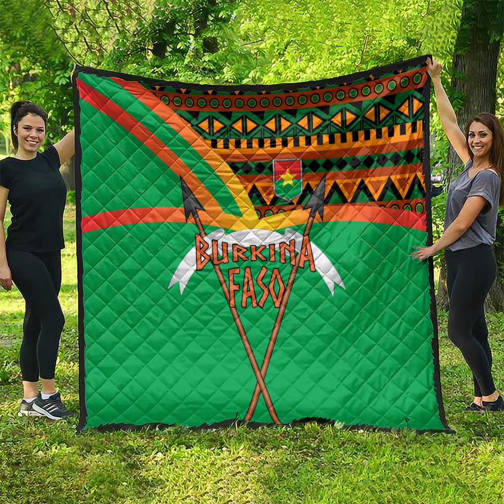 Burkina Faso Quilt with Green Tribal Pattern Design and National Flag Motif - Wonder Print Shop