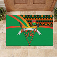 Burkina Faso Rubber Doormat with Green Tribal Pattern Design and National Flag Motif - Wonder Print Shop