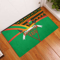 Burkina Faso Rubber Doormat with Green Tribal Pattern Design and National Flag Motif - Wonder Print Shop