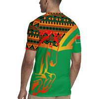 Burkina Faso Rugby Jersey with Green Tribal Pattern Design and National Flag Motif - Wonder Print Shop