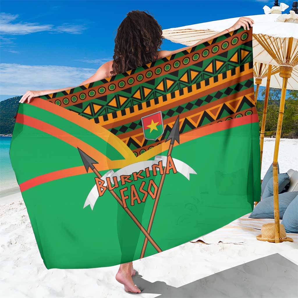 Burkina Faso Sarong with Green Tribal Pattern Design and National Flag Motif - Wonder Print Shop
