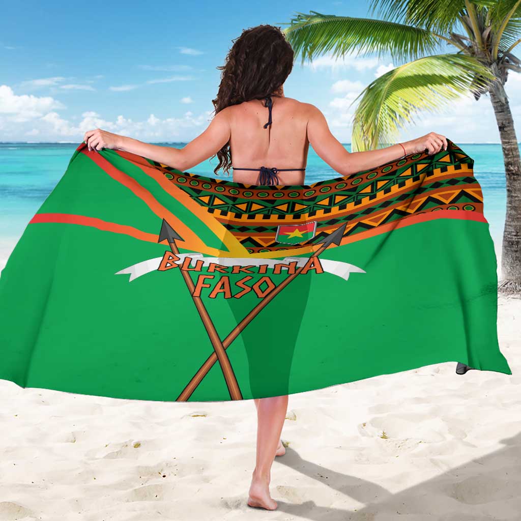 Burkina Faso Sarong with Green Tribal Pattern Design and National Flag Motif - Wonder Print Shop