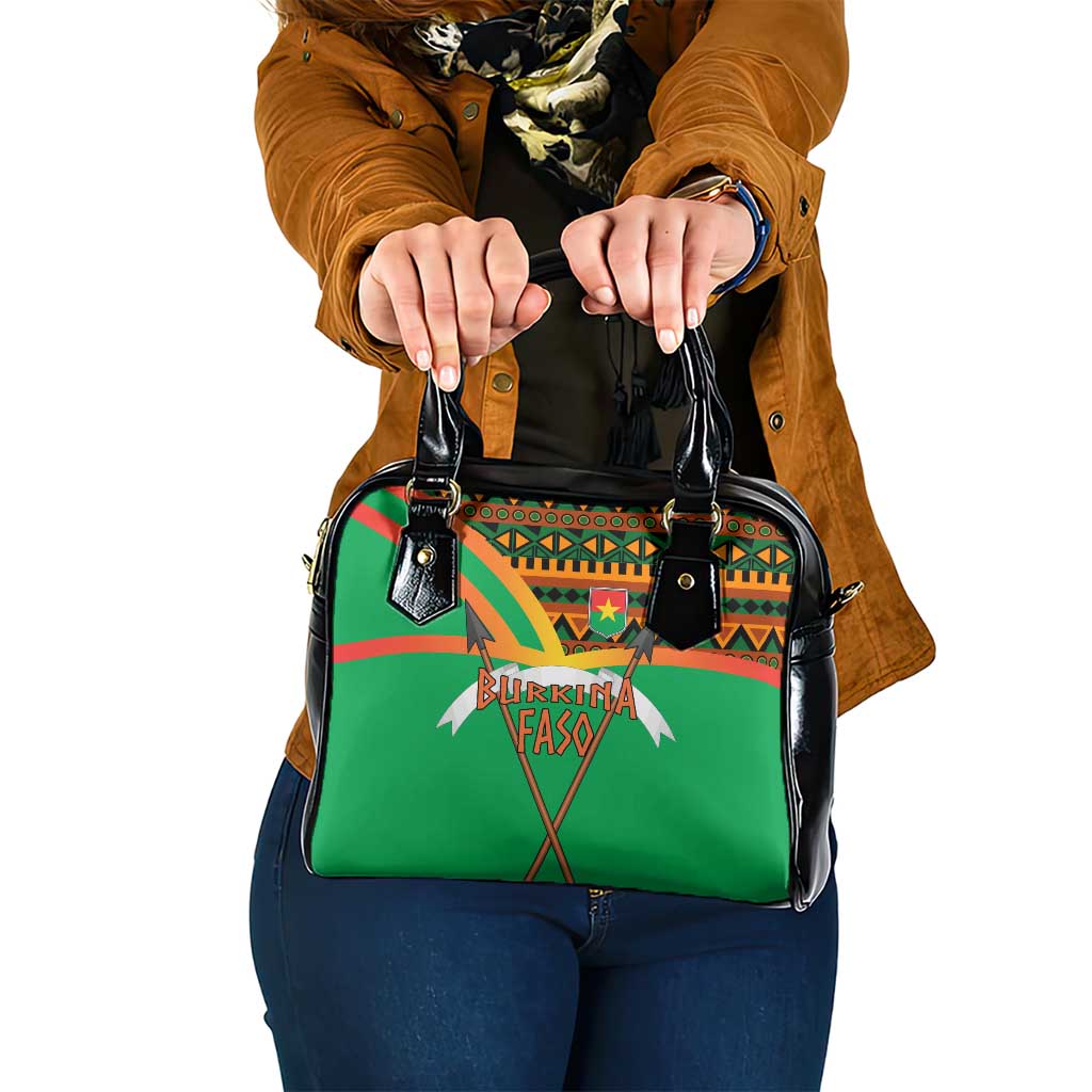 Burkina Faso Shoulder Handbag with Green Tribal Pattern Design and National Flag Motif - Wonder Print Shop