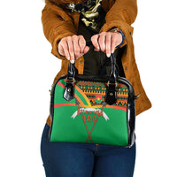 Burkina Faso Shoulder Handbag with Green Tribal Pattern Design and National Flag Motif - Wonder Print Shop