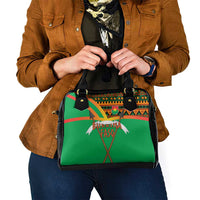 Burkina Faso Shoulder Handbag with Green Tribal Pattern Design and National Flag Motif - Wonder Print Shop