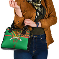 Burkina Faso Shoulder Handbag with Green Tribal Pattern Design and National Flag Motif - Wonder Print Shop