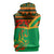 Burkina Faso Sleeveless Hoodie with Green Tribal Pattern Design and National Flag Motif - Wonder Print Shop