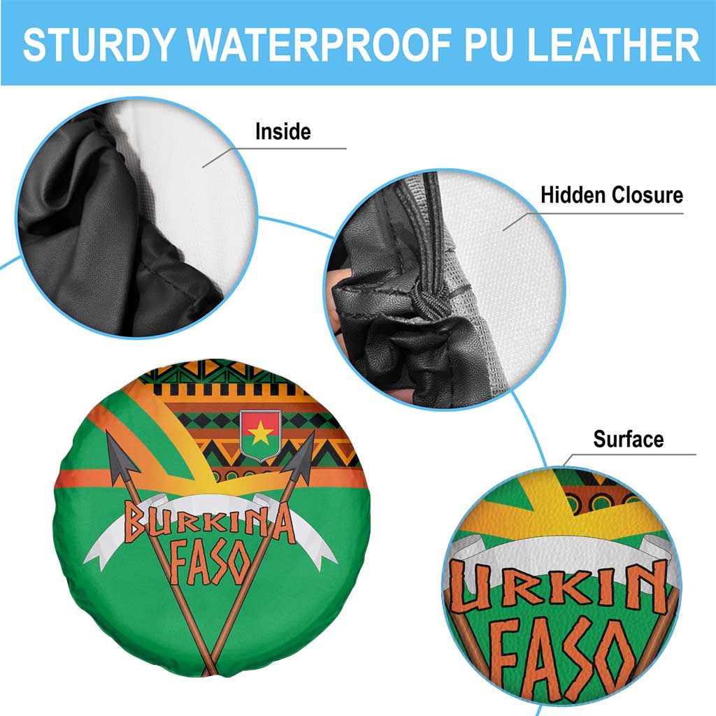Burkina Faso Spare Tire Cover with Green Tribal Pattern Design and National Flag Motif - Wonder Print Shop