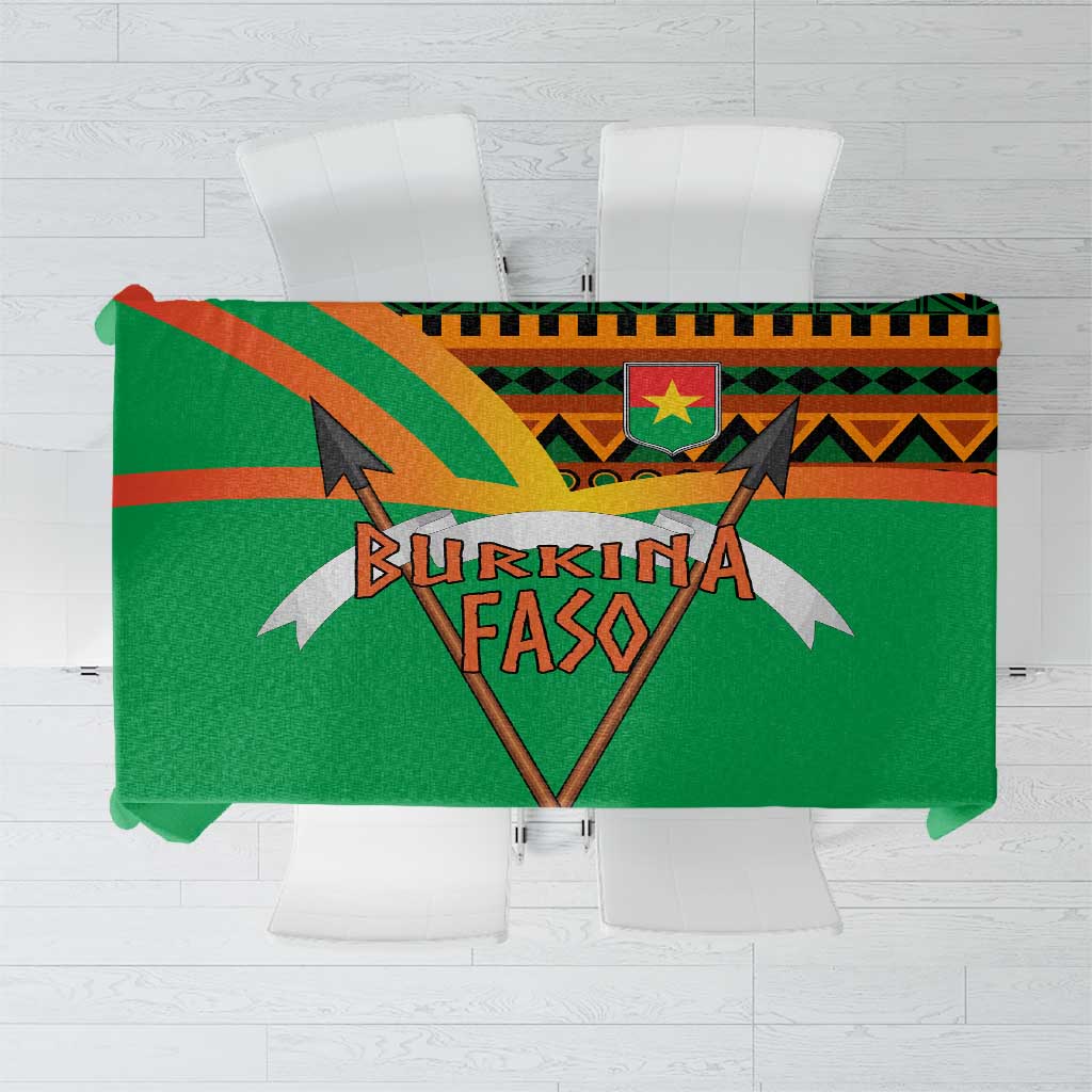 Burkina Faso Tablecloth with Green Tribal Pattern Design and National Flag Motif - Wonder Print Shop