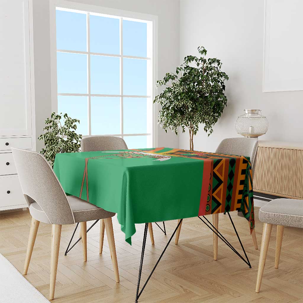 Burkina Faso Tablecloth with Green Tribal Pattern Design and National Flag Motif - Wonder Print Shop