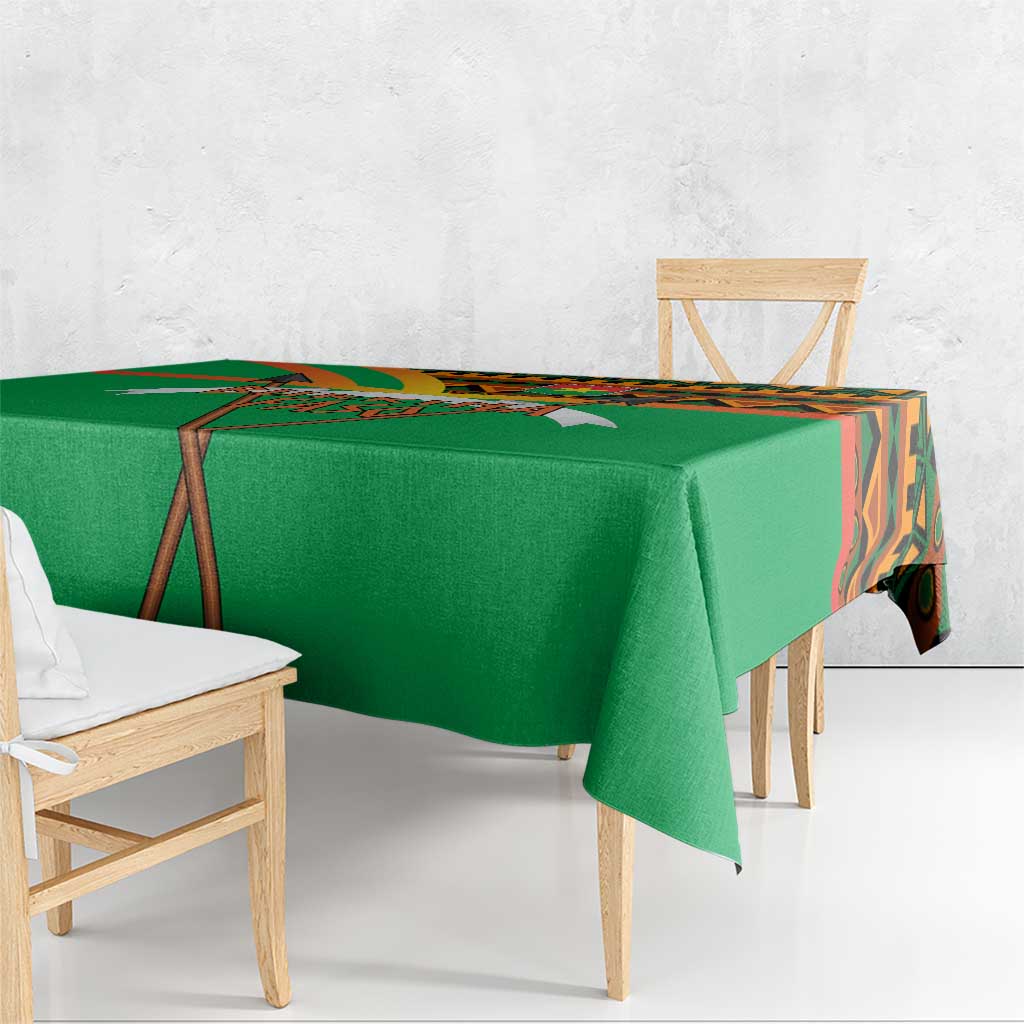 Burkina Faso Tablecloth with Green Tribal Pattern Design and National Flag Motif - Wonder Print Shop