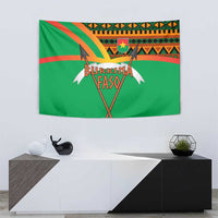 Burkina Faso Tapestry with Green Tribal Pattern Design and National Flag Motif - Wonder Print Shop