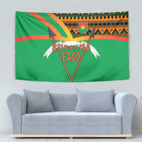 Burkina Faso Tapestry with Green Tribal Pattern Design and National Flag Motif - Wonder Print Shop
