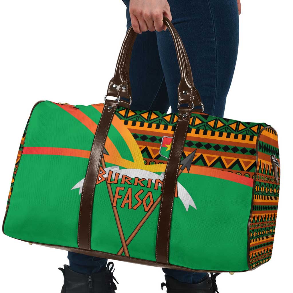 Burkina Faso Travel Bag with Green Tribal Pattern Design and National Flag Motif - Wonder Print Shop