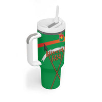 Burkina Faso Tumbler With Handle with Green Tribal Pattern Design and National Flag Motif - Wonder Print Shop