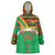 Burkina Faso Wearable Blanket Hoodie with Green Tribal Pattern Design and National Flag Motif - Wonder Print Shop